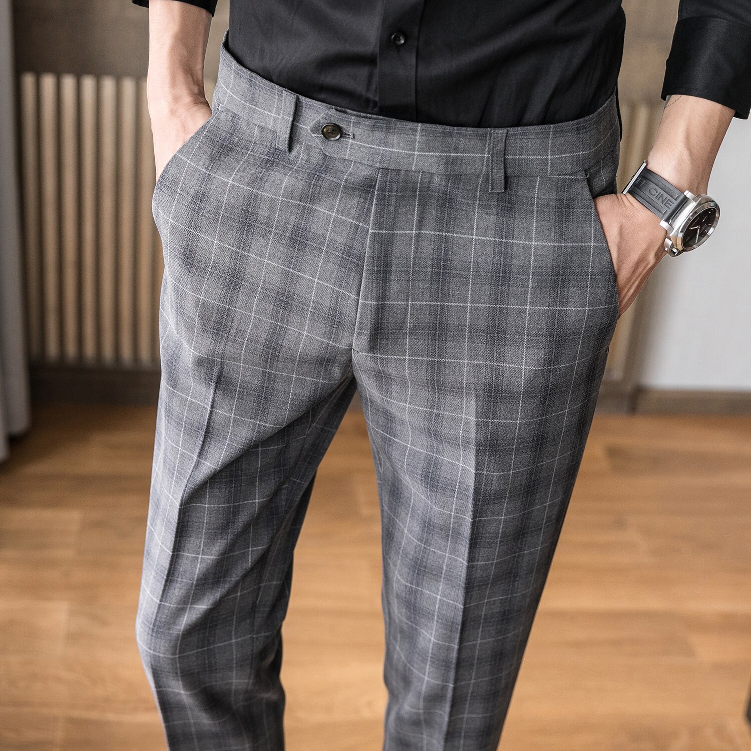 British Style Stripe Office Trousers Men Pant Trend Brand Fashion Casual Pant Pantalon De Vestir Hombre Trousers Pant For Man