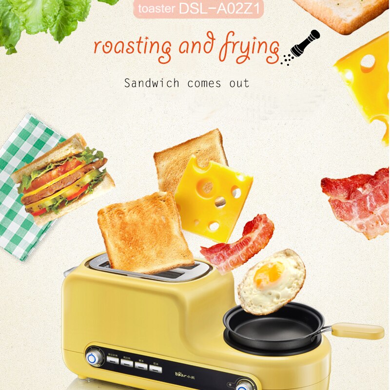 Home Breakfast Machine Sandwich Machine Muiti-Functional Toaster Bread Baking Machine Egg Cooker Bacon Frying Machine DSL-A02Z1