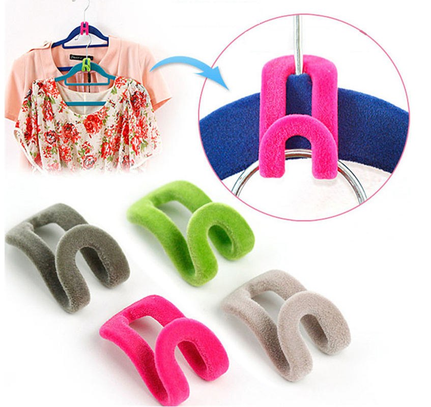Loozykit kledinghangerhaak mini flocking kledinghanger makkelijk op te bergen haak kast organizer kledinghanger flocking houder 2pc