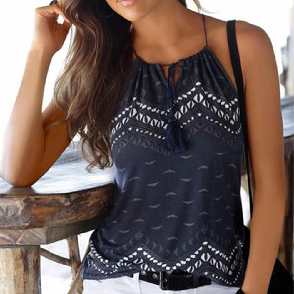 Ins casual t-shirt zomer off shoulder kwastje dames zomer losse mouwloze casual tank t-shirt tops vest