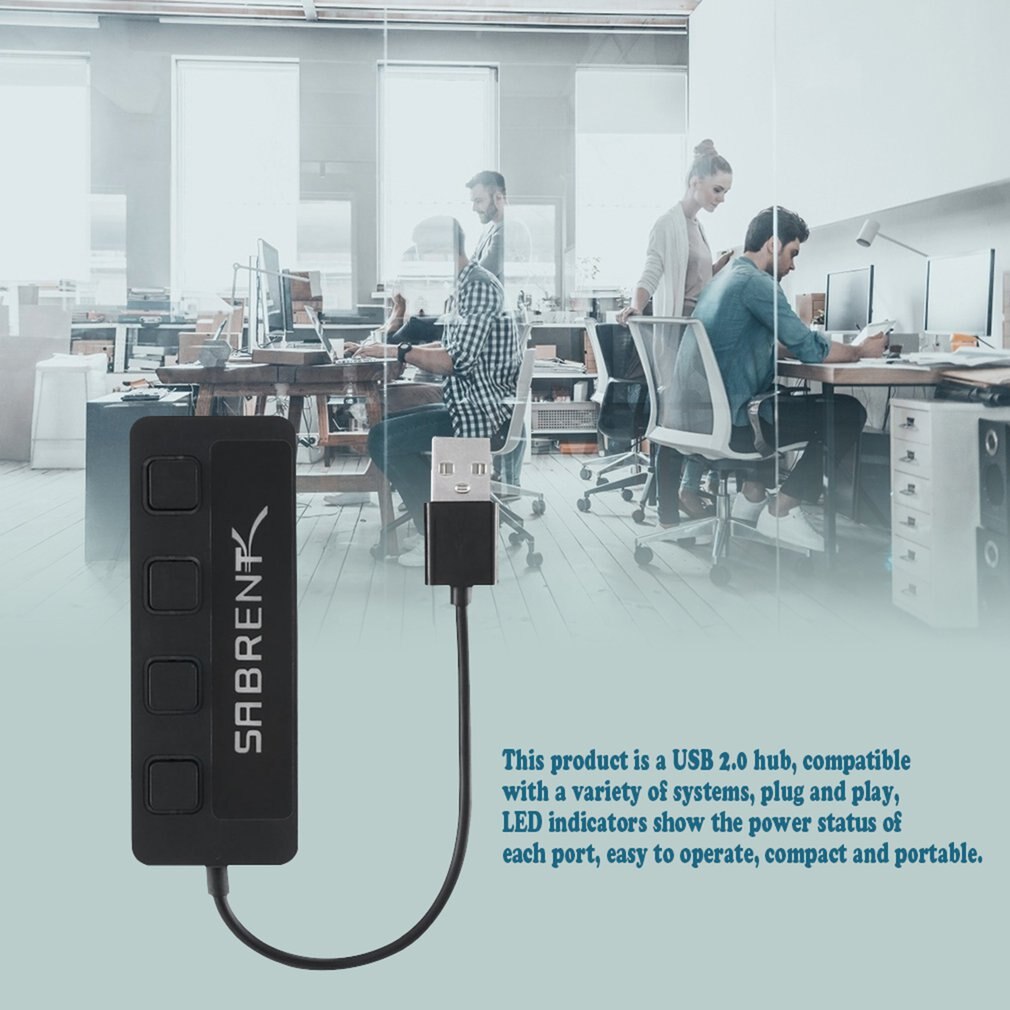 4 Poorten Usb Hub 2.0 High Speed 480Mbps Hub Usb Op Uit Schakelaar Usb Splitter Adapter Voor Pc Laptop computer Notebook