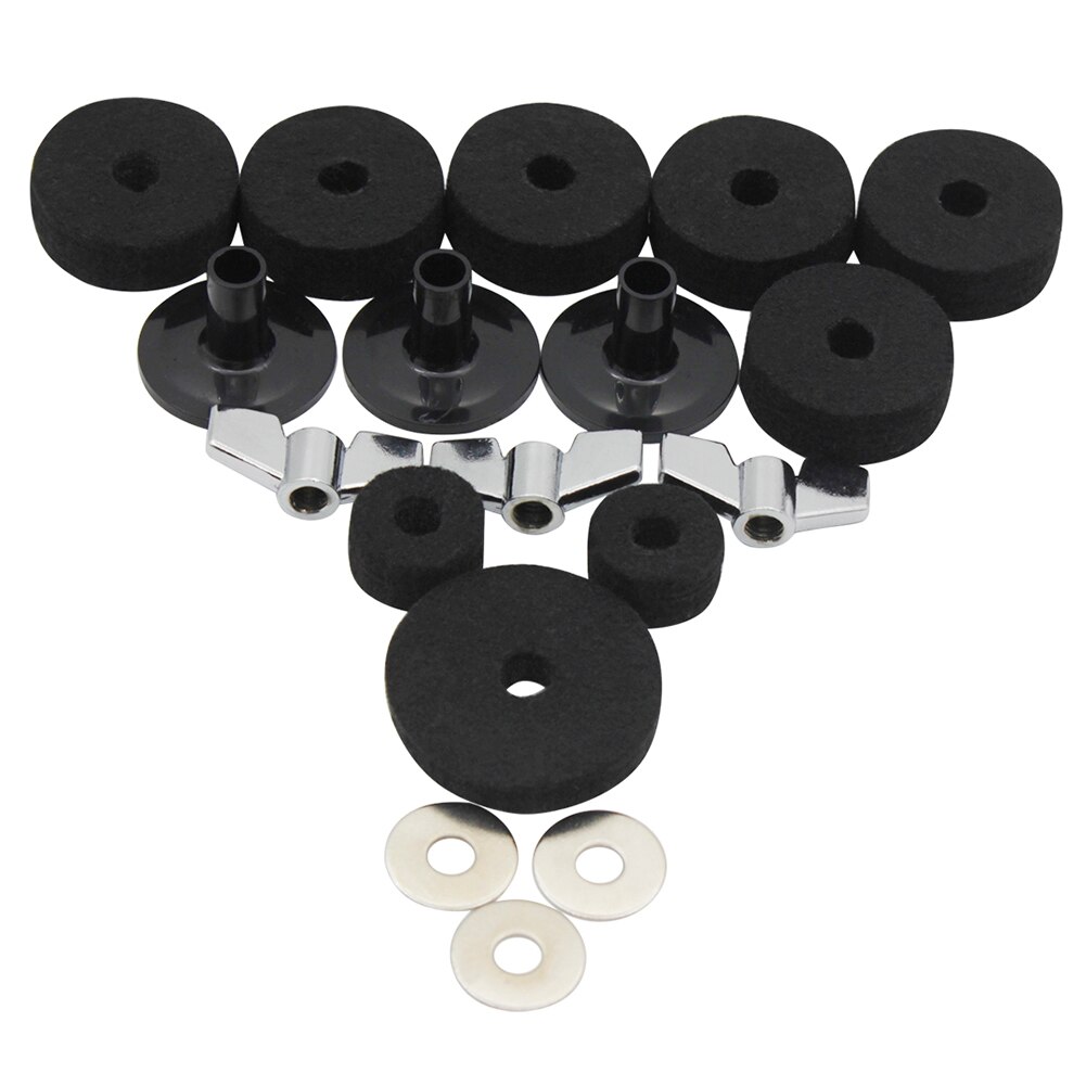 18 stuks drum cimbaal wol pad knop schroef ring mouw muzikale bescherming en vaste cimbalen percussie-instrument accessoires: Default Title