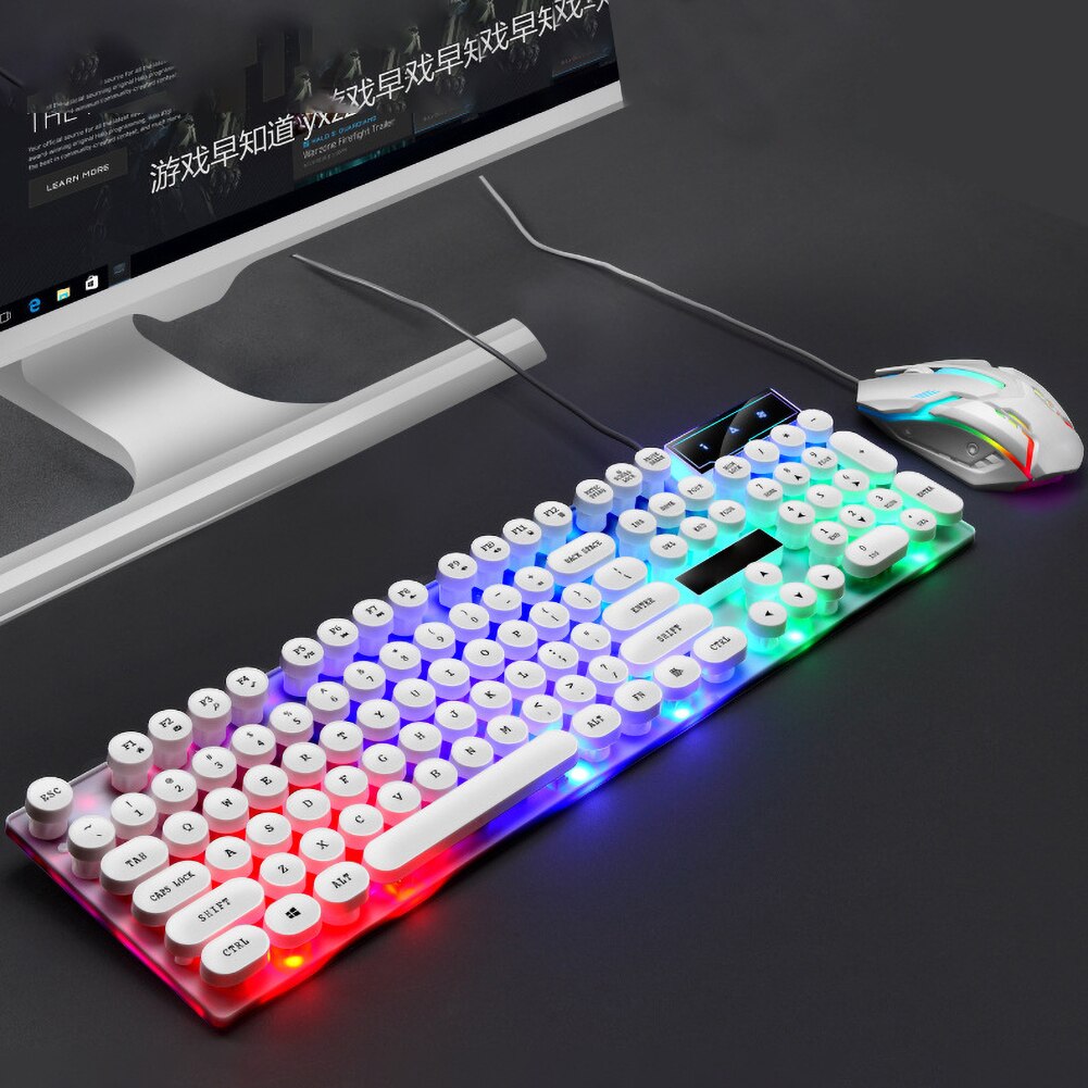 Teclado luminoso para Gamer, conjunto de ratón retroiluminado LED para Notebook, portátil, Mac, suministros de oficina para PC
