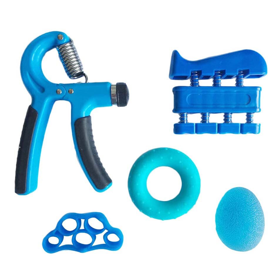 5PC/Set Gym Fitness Adjustable Hand Grip Set Finger Forearm Strength Muscle Recovery Heavy Hand Gripper Exerciser Trainer: Blue