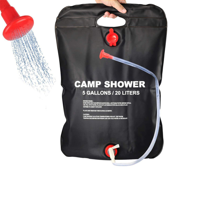 Bolsa de ducha portátil para acampar, bolsa de ducha Solar de 20l para acampar al aire libre y viajar: Verde