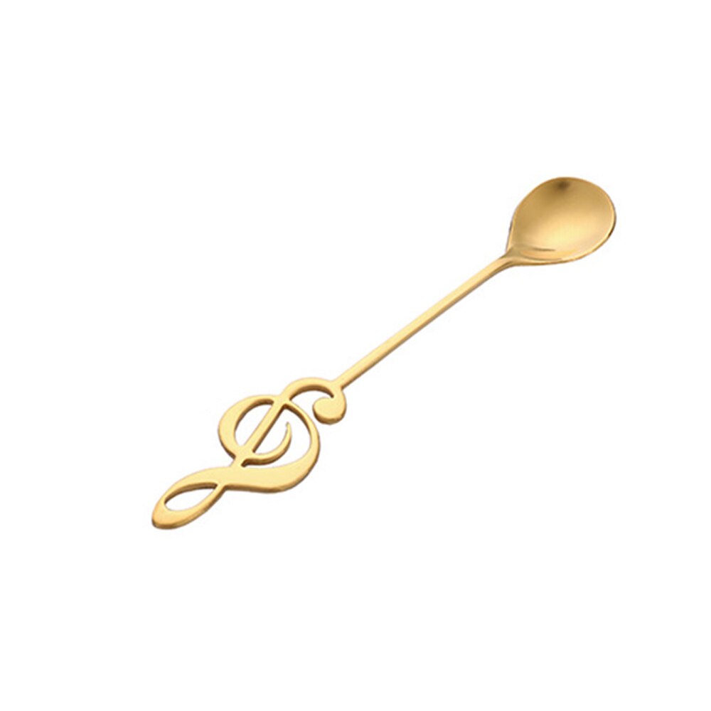 Musical Note Coffee Spoons Stainless Steel Tea Stirring Spoons Sugar Ice Cream Mug Dessert Spoon Drink Tableware for Bar Party: gold