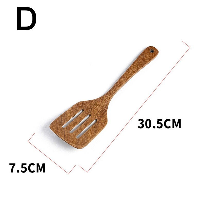 Duurzaam Eco-vriendelijke Houten Spatel Hittebestendige Non-stick Natuurlijke Houten Koken Lepel Rijst Scoop Keuken Kookgerei: D