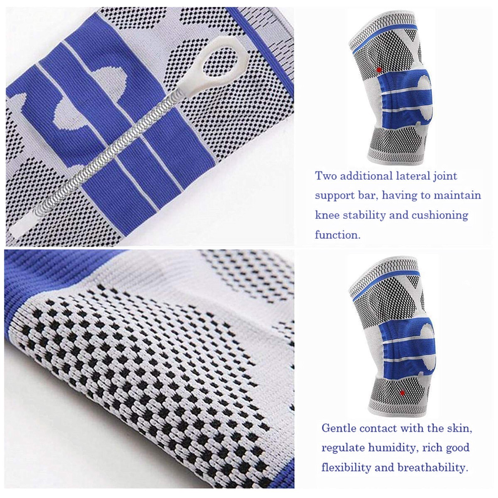 Silicone Full Knee Brace Strap Patella Medial Support Strong Meniscus Compression Protection Sport Pads Running Basket