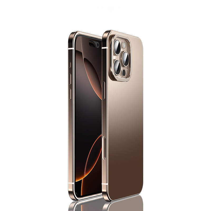 Metal stainless steel Case for iPhone 15 16 Pro Max Camera Protective Case iphone Original Color ultrathin Phone Back Cover: CANVAS / Blue
