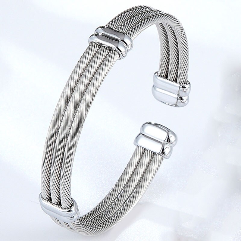 4 stile Kabel Armbinde Einstellbar Größe Manschette Armreif Für Frauen Neue Frühling Draht Linie Titan Stahl Schmuck