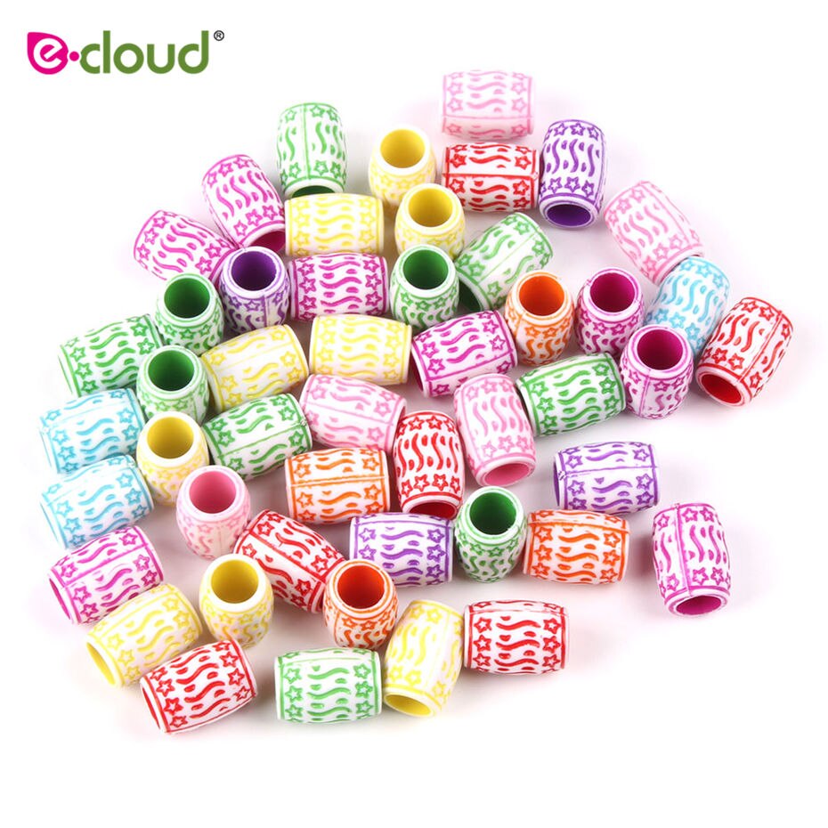 100 unids/bolsa de cuentas para el cabello, 6mm de agujero, trenzas de rastas acrílicas, 50 unids/paquete para trenzar el pelo, tubos de manguito: 100pcs Mixed Color