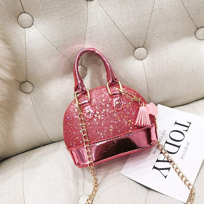 Little Girls' Sequins Handbags Princess Crossbody Bag Mini Satchel For Girls Toddler Kids (Pink)