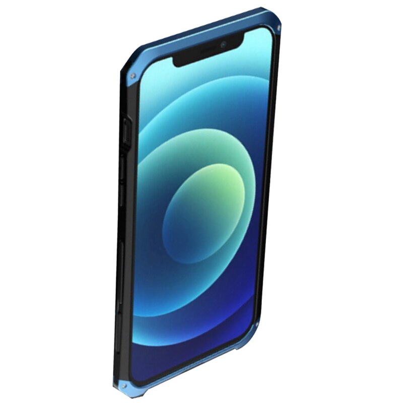 Phone Case for Apple iPhone 12 Pro - Metal Frame, 3-Section Design, Protective Shell: Black Blue
