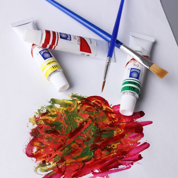 24pcs Professionele Buis Olie Verf Art Voor Kunstenaars Canvas Pigment Kunst Levert Tekening 12ML 24 Kleuren Gratis Voor 3 borstels