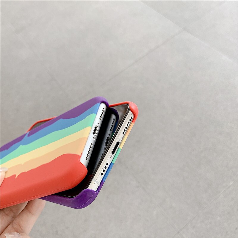 Cassa Del Telefono di alta Qualità Arcobaleno di Silicone Liquido per il iPhone 11 Pro Max Xr Xs Xsmax 7 8 Più SE 2020 foral Caso di Tpu Nuova Copertura