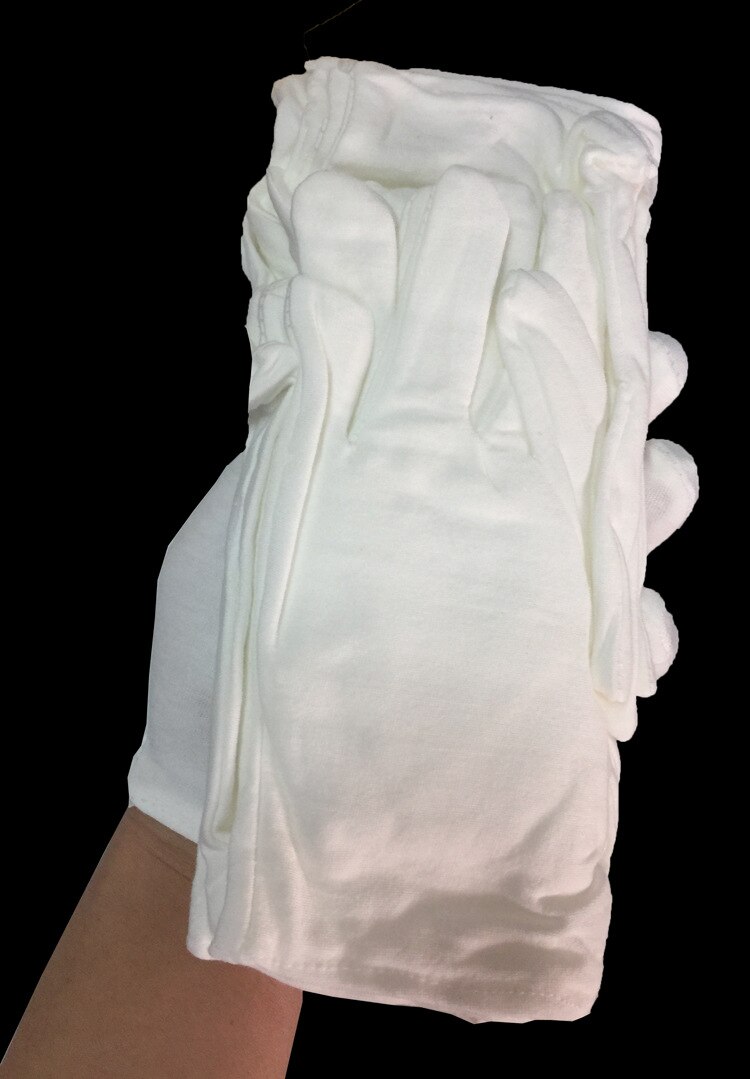 12Pairs Cotton Gloves White Safety Gloves Ceremonial Gloves For Male Female Serving Waiters Drivers Jewelry Gloves
