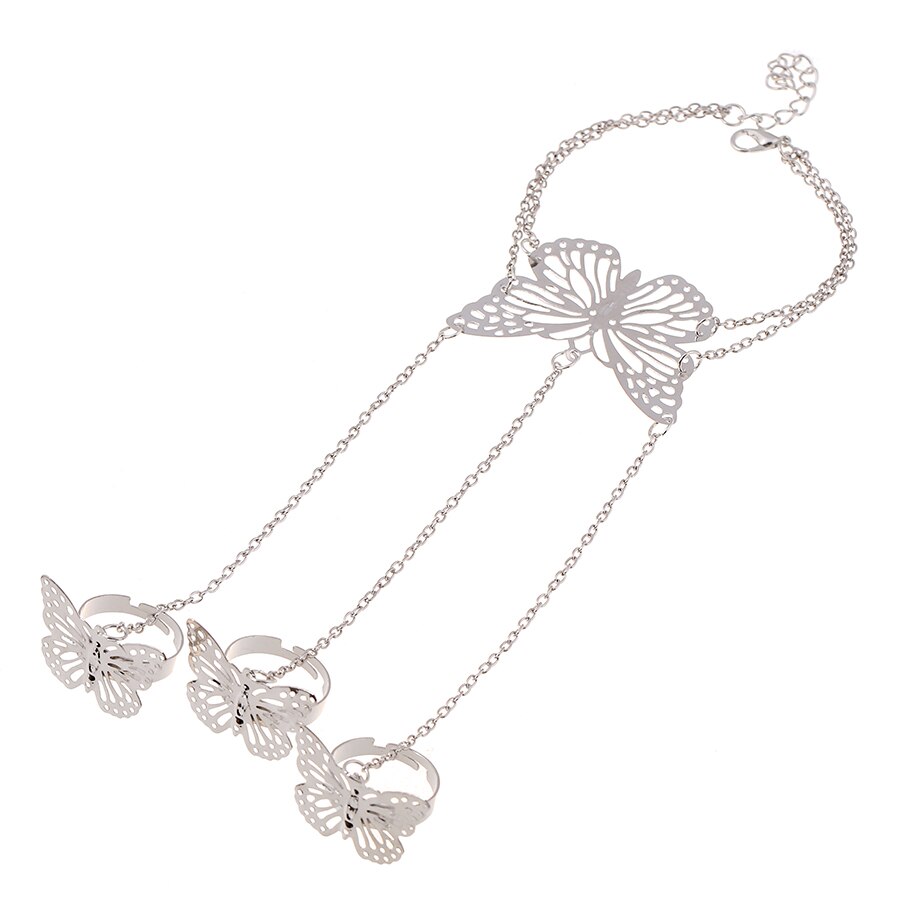 Hohl Schmetterling Armbänder für Frauen Zubehör Gold/Silber farbe SchöNe Ebene Insekt Finger Kette Armbinde Mädchen