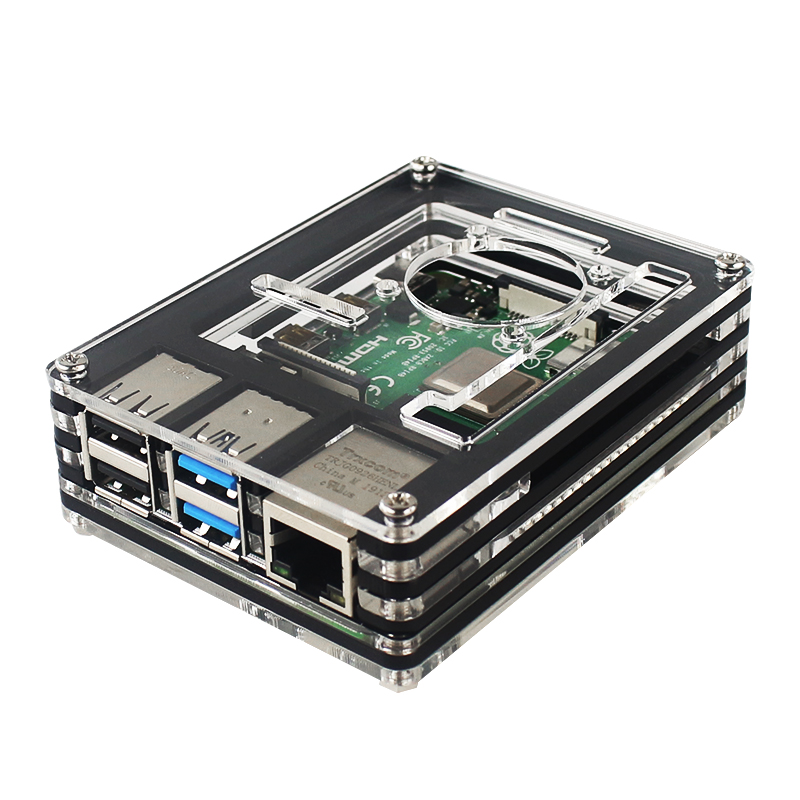 Raspberry Pi 4 Model B 9 Layer Acryl Case Box Beschermende Behuizing Shell Met Koelventilator Bescherm Cover Voor Raspberry pi 4