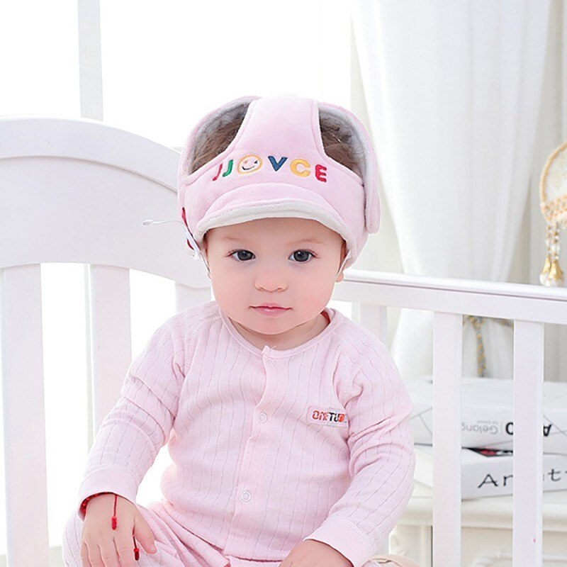 Baby cap spædbarn hovedbeskyttelse åndbar blød hat hjelm anti-kollision sikkerhed sikkerheds hjelm sport spille beskyttende hætter: Lyserød