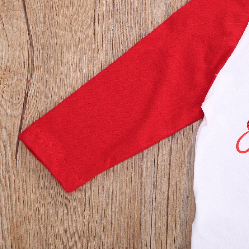 Vêtements de noël printemps-automne pour bébés, hauts à manches longues, cousus en couleur, col rond, impression de lettres, pour petit garçon et fille