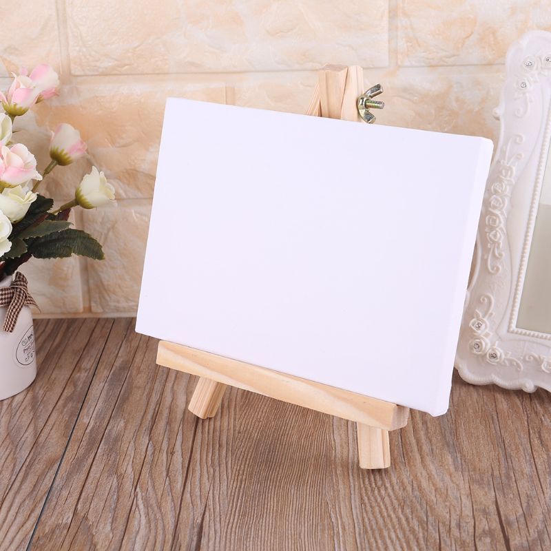 Mini Canvas and Natural Wood Easel Set For Art Painting Drawing Craft Supply