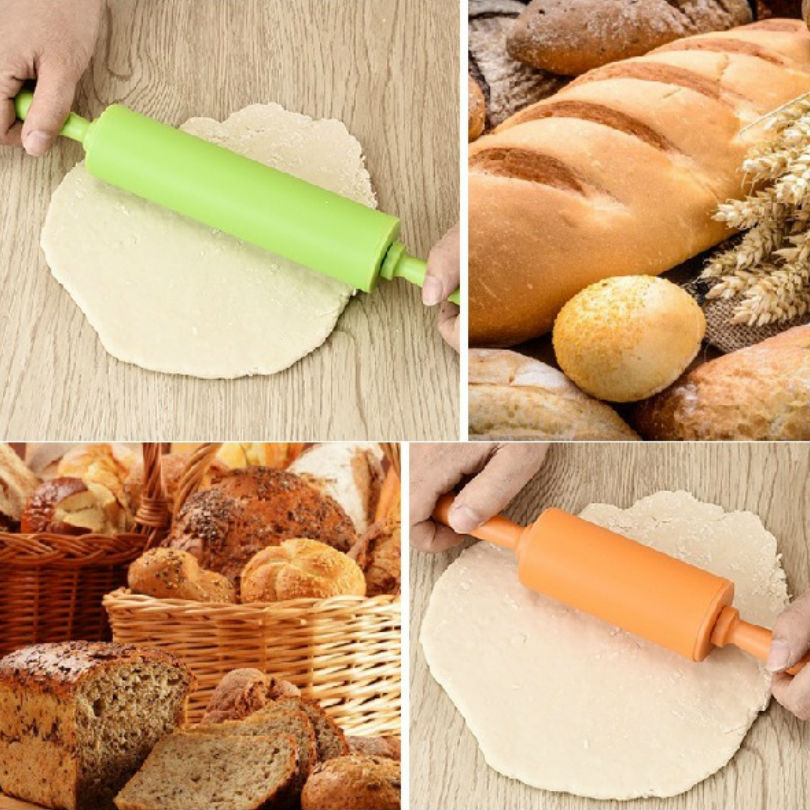 Silicone Rolling Pins Non-stick Bakvormen Fondant Rolling Pin met Plastic Handvat Gebak Gereedschap * NF