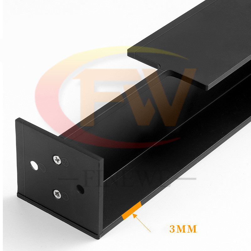 Pocket Door invisible handle embedded sliding door hardware hidden anti-collision aluminum alloy black handle