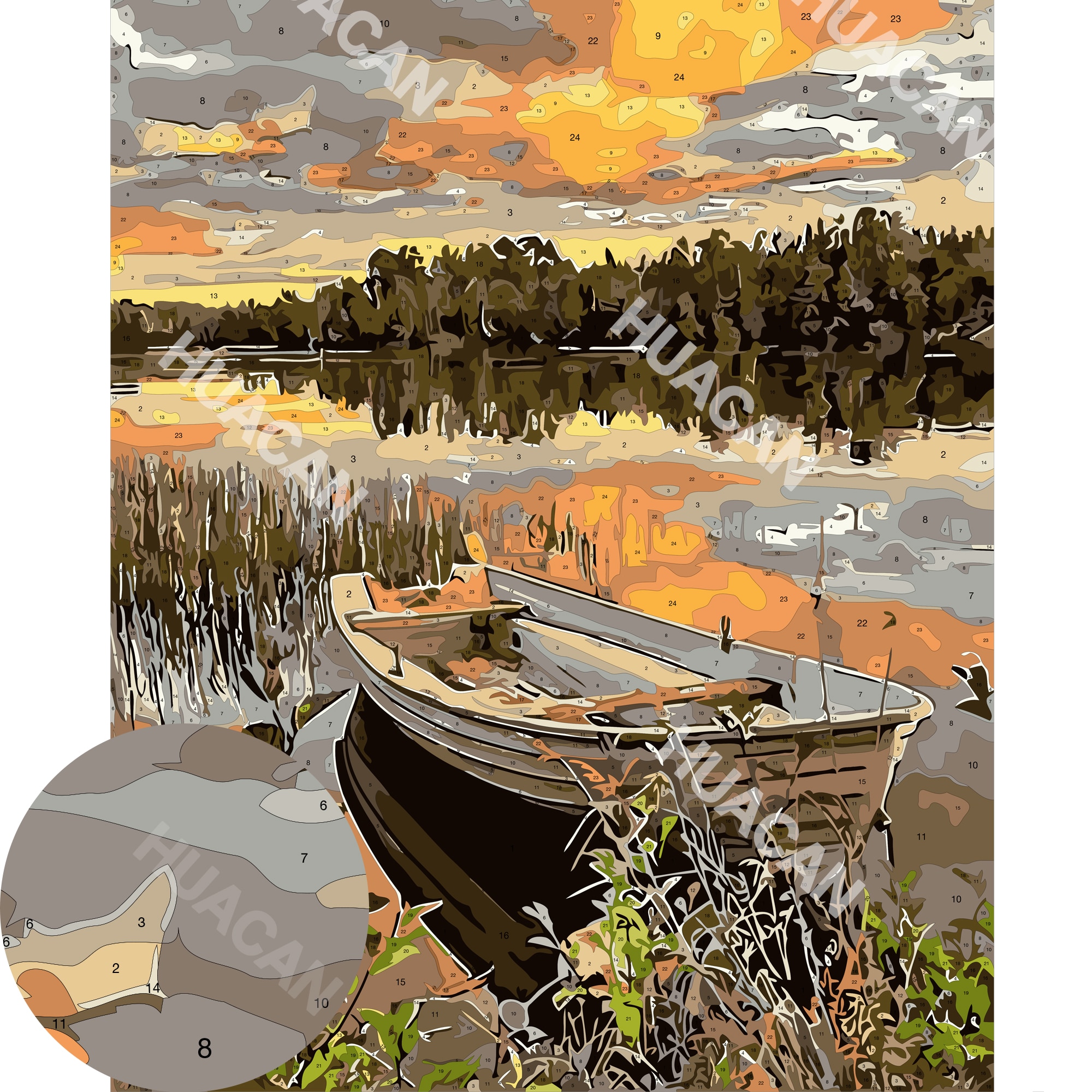 Huacan målning av siffror landskap handmålad bild för nummer landskapsritning canvas heminredning
