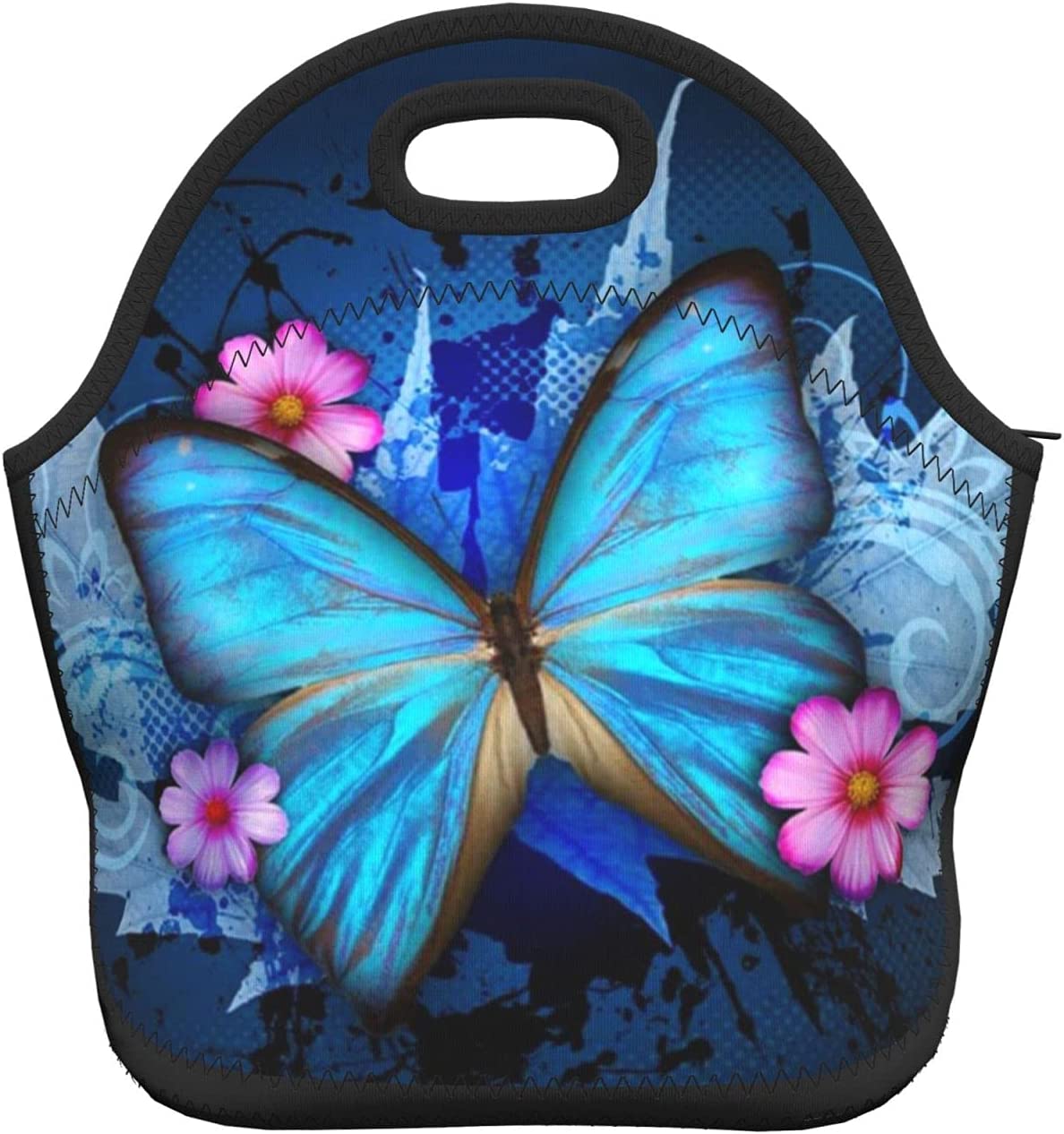 butterflies lunch bag women Portable Insulated lunch box for men girls boys Neoprene Cooler Tote Lunch Bags: Brown