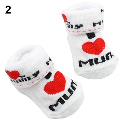 Cute Baby 1 Pair Cotton Socks White I Love Mum/Dad 0-6 Months Newborn Infant Boys Girls: I Love Mum