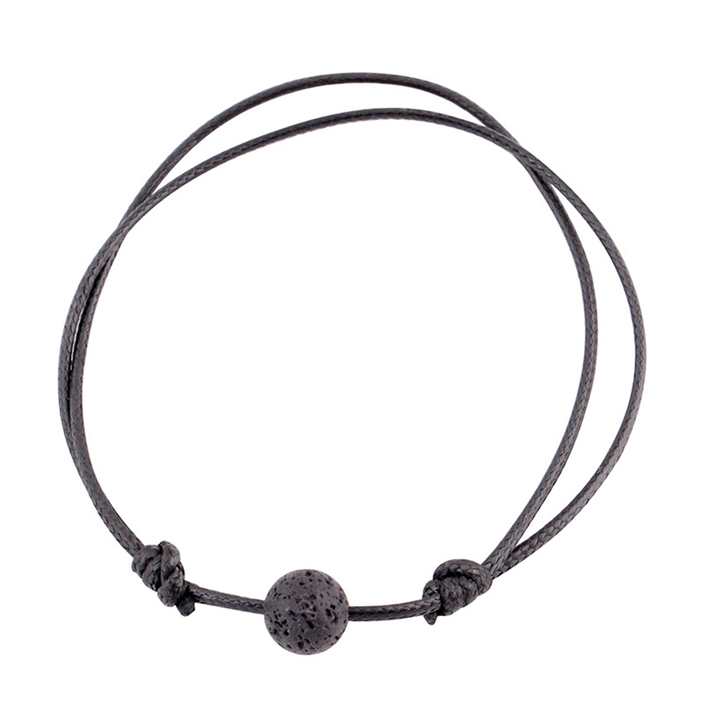 1Pc Natural Lava Volcanic Stone Round Stone Ball Essential Oil Diffuser Leather Bracelet Adjustable