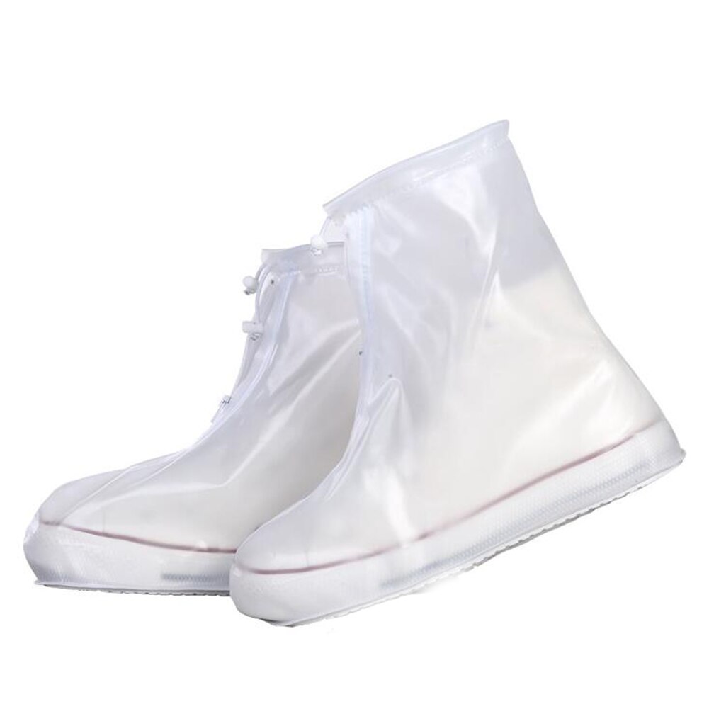 1 paar waterdichte beschermhoezen voor schoenen, unisex, regenhoezen met rits, hoge antislip regenhoezen, herbruikbare hoezen: Wit / Xl