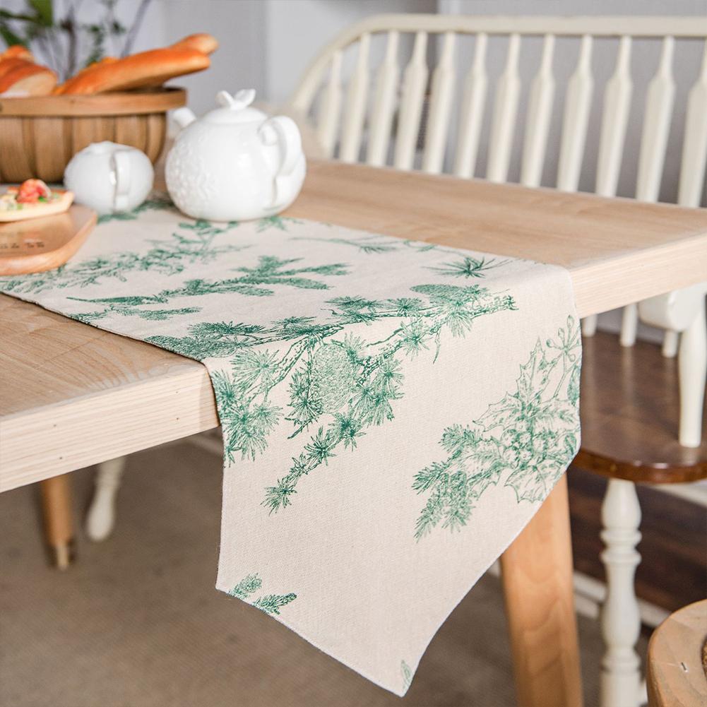 Pine Cone Print Table Runner Linen Dining Table Mat Plant Placemats Table Cloth Runners Modern Home Dining Table Trimmings Decor