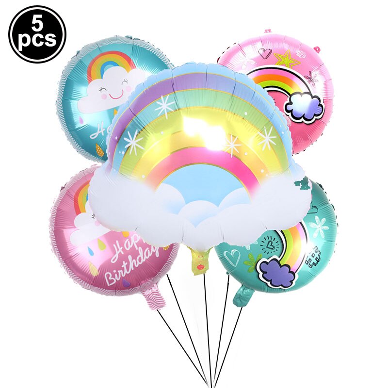 5pcs Rainbow Smile Sun Cloud Foil Balloons Unicorn Party Helium Ballons Baby Shower Decoration Kids Birthday Parti Supplies: 4