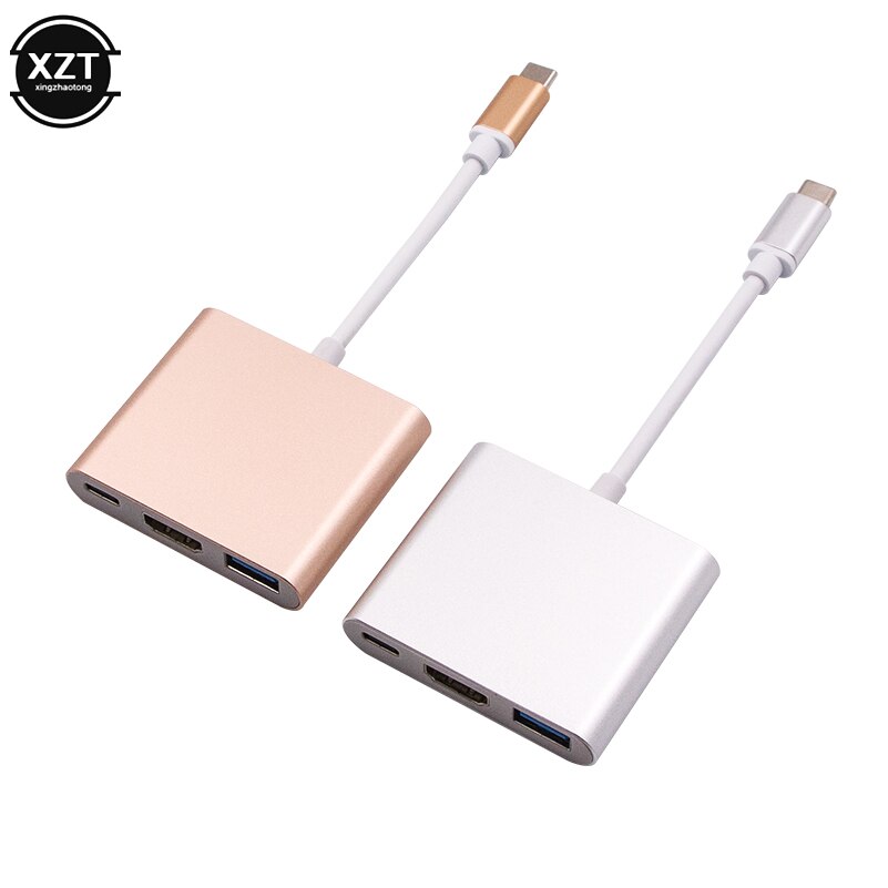 Usb c hub til hdmi-kompatibel adapter til macbook pro/air thunderbolt 3 usb type c hub 4k usb 3.0 port usb-c strøm
