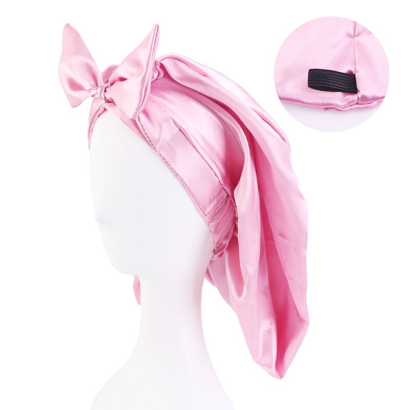 Bonnets de cheveux en Satin pour femmes, Bonnet de couchage soyeux avec bande élastique douce, grands Bonnets pour femmes: 6