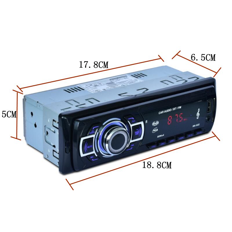 Car Radio Stereo Player Digital Bluetooth Car MP3 Player 60Wx4 FM Radio Stereo Audio Music USB/SD with In Dash AUX Input