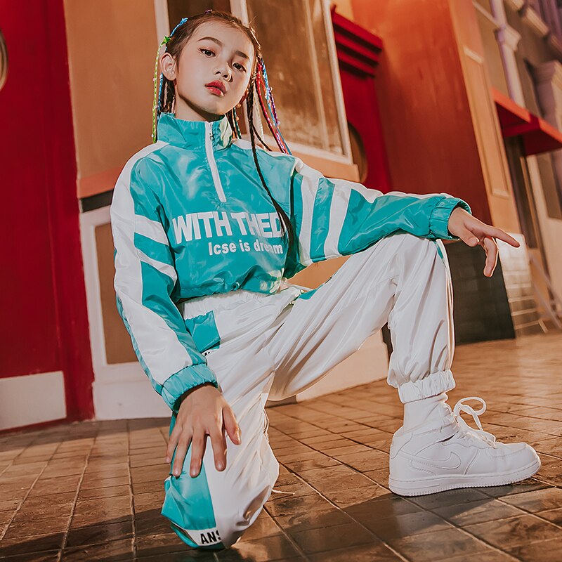 Hip hop dans kostymer barn scen uppträdande kläder barn modern streetdans kläder flickor jazz outfits dnv 12184