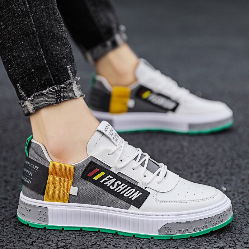 Siergan sommer herresko ungdom sportssko fritidssko lærred sko herre skate sko low cut efterår: Hvid grå / 9.5