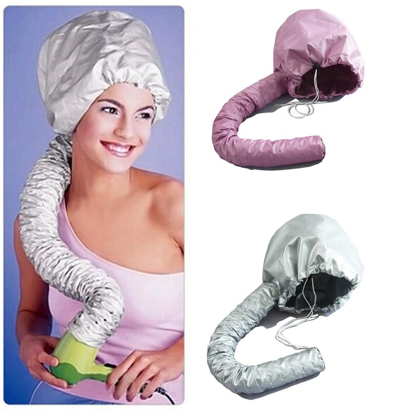 Portable Soft Hair Drying Cap Blow Dryer Bonnet Hood Hat Women Salon Supply Adjustable Accessory Home Hairdressing Sliver/Pink