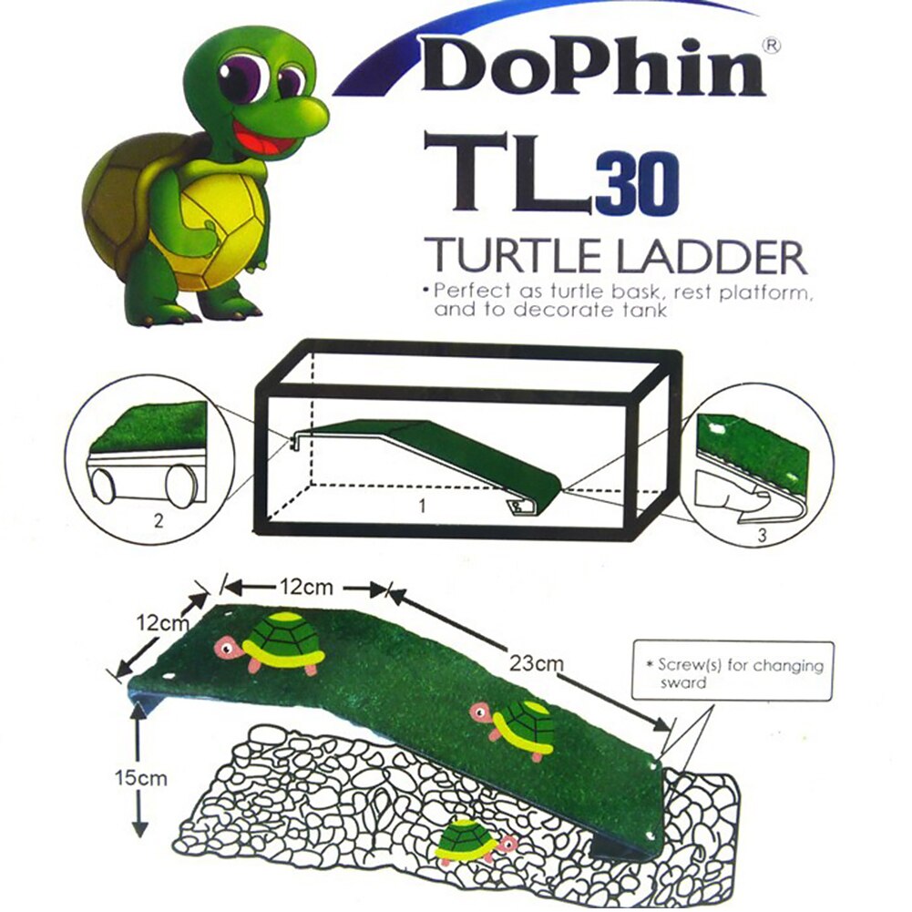 Aquarium Floating Fish Tank Basking Terrace Drying Turtle Platform Suction Cup Simulated Lawn Habitat Decoration Climbing Ladder