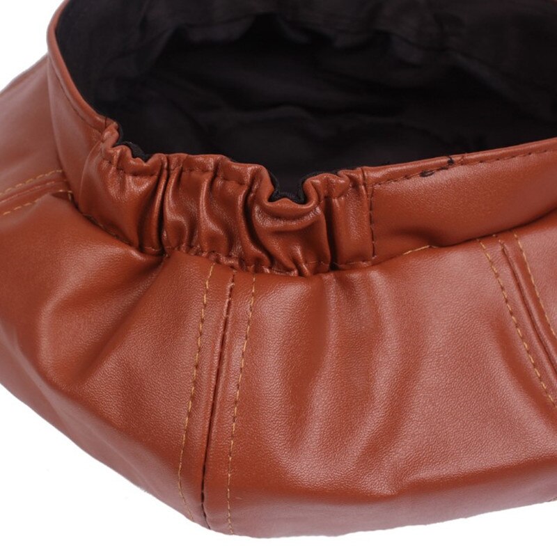 SILOQIN-Sombrero de cuero para mujer, gorra ajustable con Cierre trasero, octogonal Simple, para turismo y ocio, tendencia de invierno