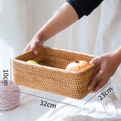 Rattan Fruit Plates Storage Basket Nut Dried Fruit Tray Bamboo Weaving Baskets Household Snack Candy Storage Containers