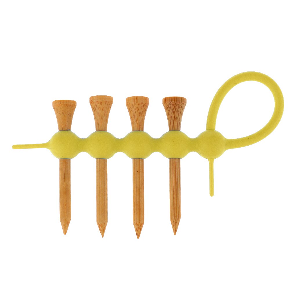 Porte-Tee de Golf Portable en caoutchouc, Clip porte-outil + 4 pièces Tees de Golf en bois: Yellow