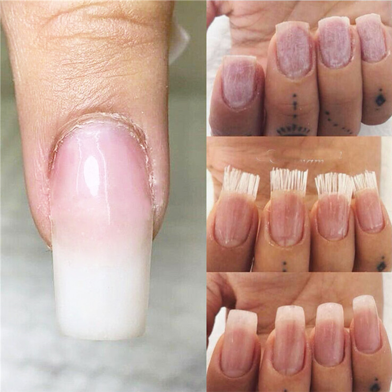 100 stk fibernails negle akryl tips negle extension fiber sæt glasfiber negle forlænger pakke fiber glas negle byggegel