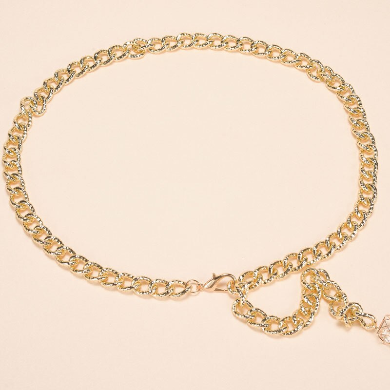 Cinturones para mujer, correa elástica de cadena, cinturón de de Metal, cinturones de lujo con diamantes, cinturilla fina para mujer