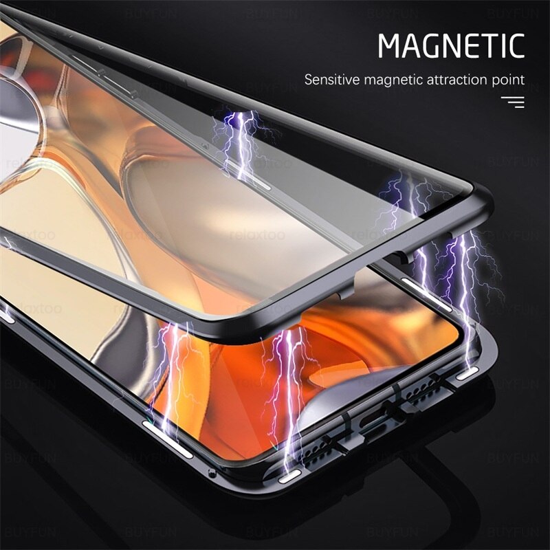Dla xiaomi 11 t pro case 360 ° dwustronne szkło hartowane magnetyczne klapki xiaomi11t xiomi 11 t mi11t pro metalowy zderzak protect coque