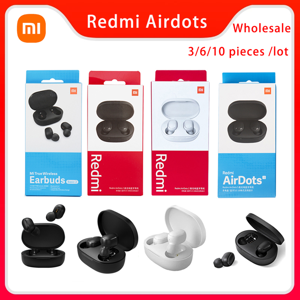 3/6/10 Stuks Xiaomi Redmi Airdots 2 Ruisonderdrukking Met Mic Ai Controle Wit Redmi Airdots S Echte Draadloze headset