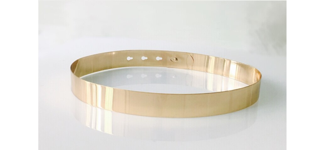 Cinturones de lentejuelas simples para mujer, cinturón ajustable de Metal brillante, de lujo Vintage, dorado y plateado,: Oro / Width 30 mm