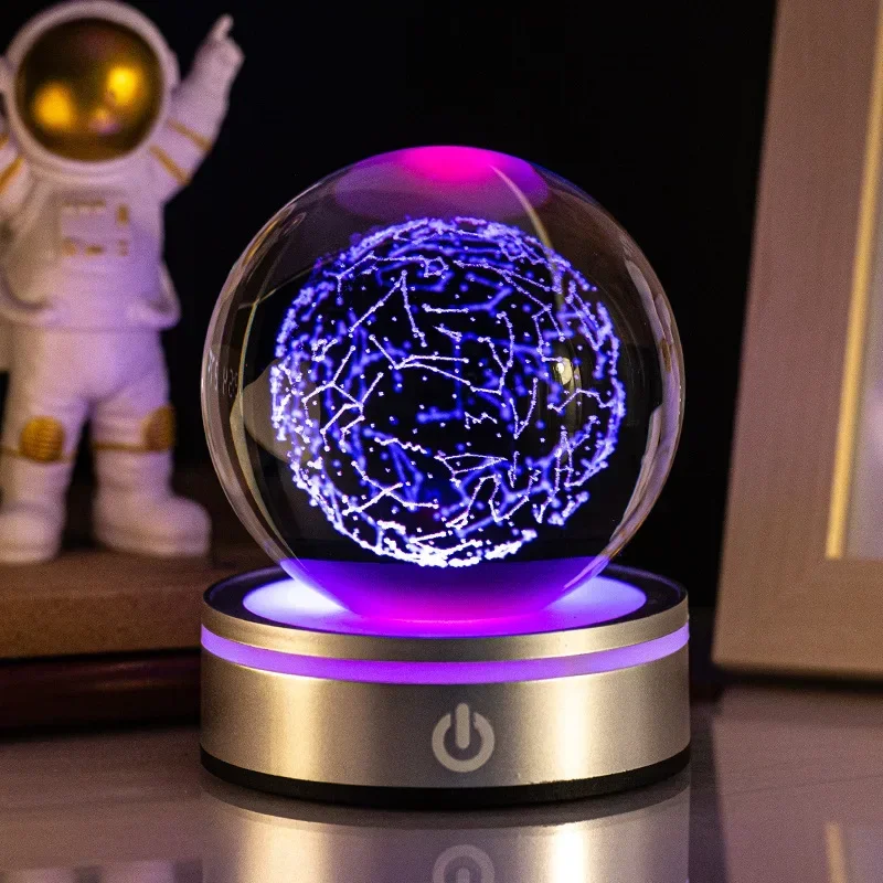 Luces nocturnas de bola de cristal, lámpara de mesa de Luna RGB 3D, planeta brillante, Galaxia, astronauta, decoración de mesa, para niños: Rojo